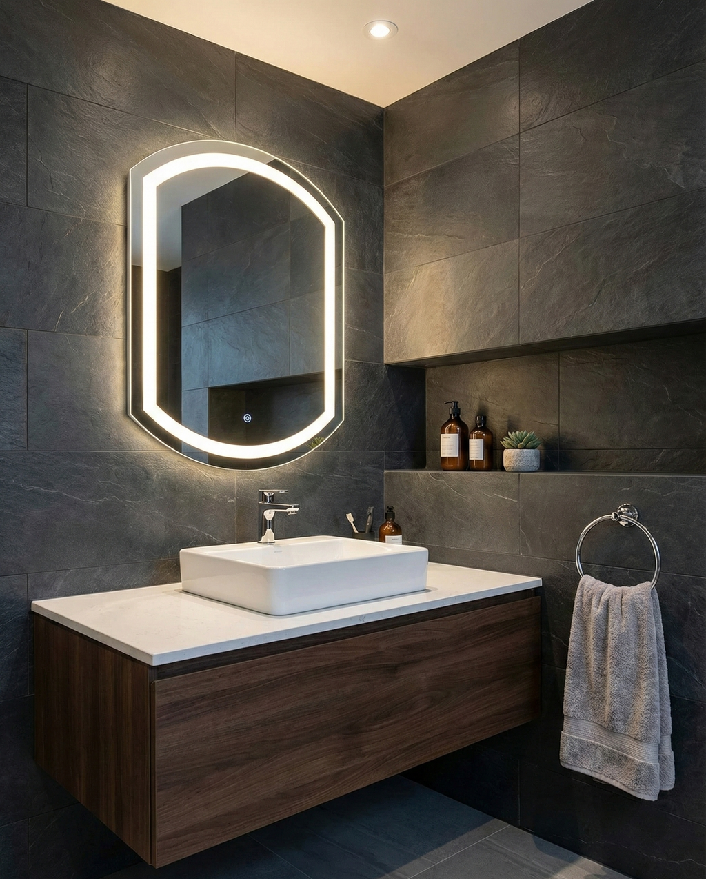 Espejo Monaco CH 60x52 Espejo LED Tipo Pildora con 3 Tonos de Luz