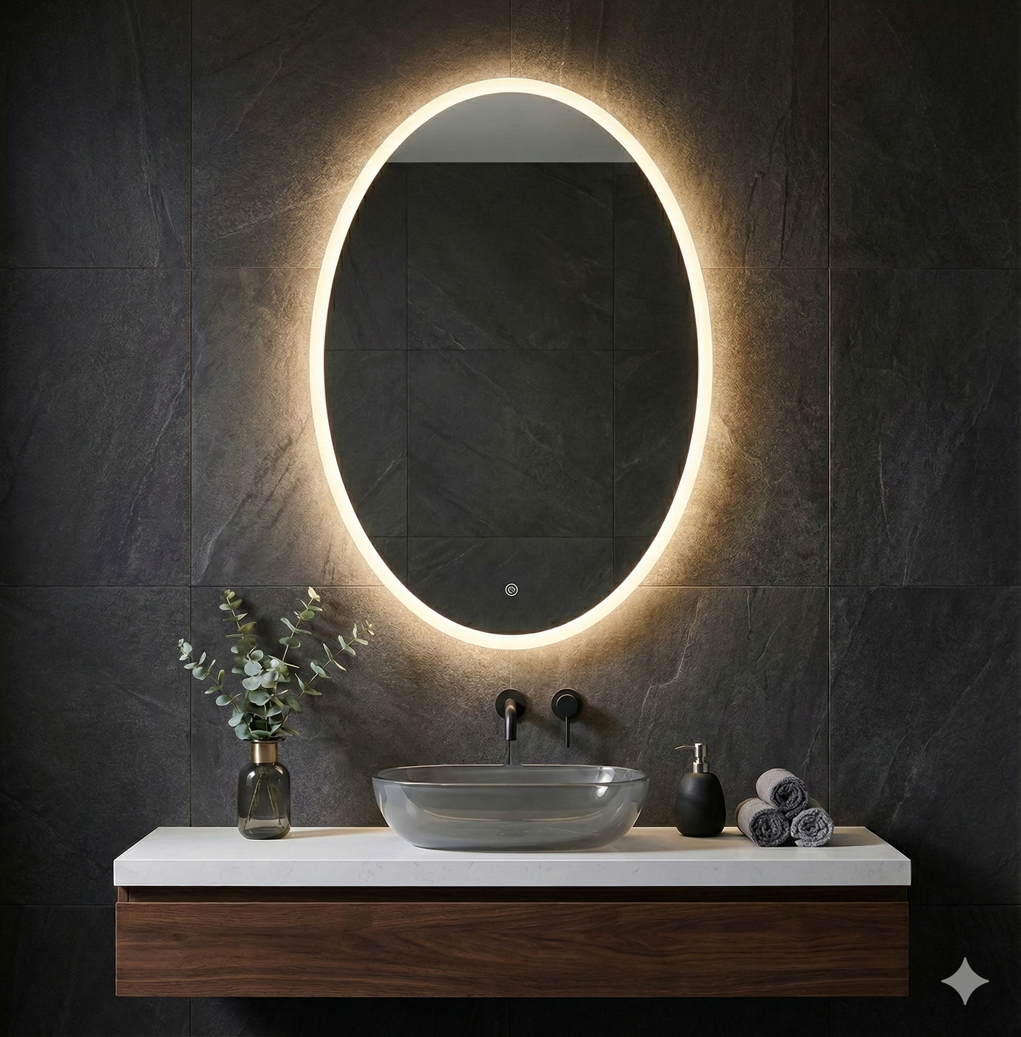 Espejo Ovalo 78x60 Espejo LED Ovalado con 3 Tonos de Luz