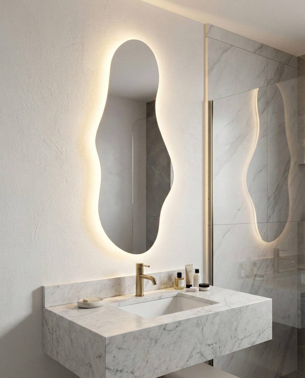 Espejo Aura G 120x52 Espejo LED Irregular con 3 Tonos de Luz