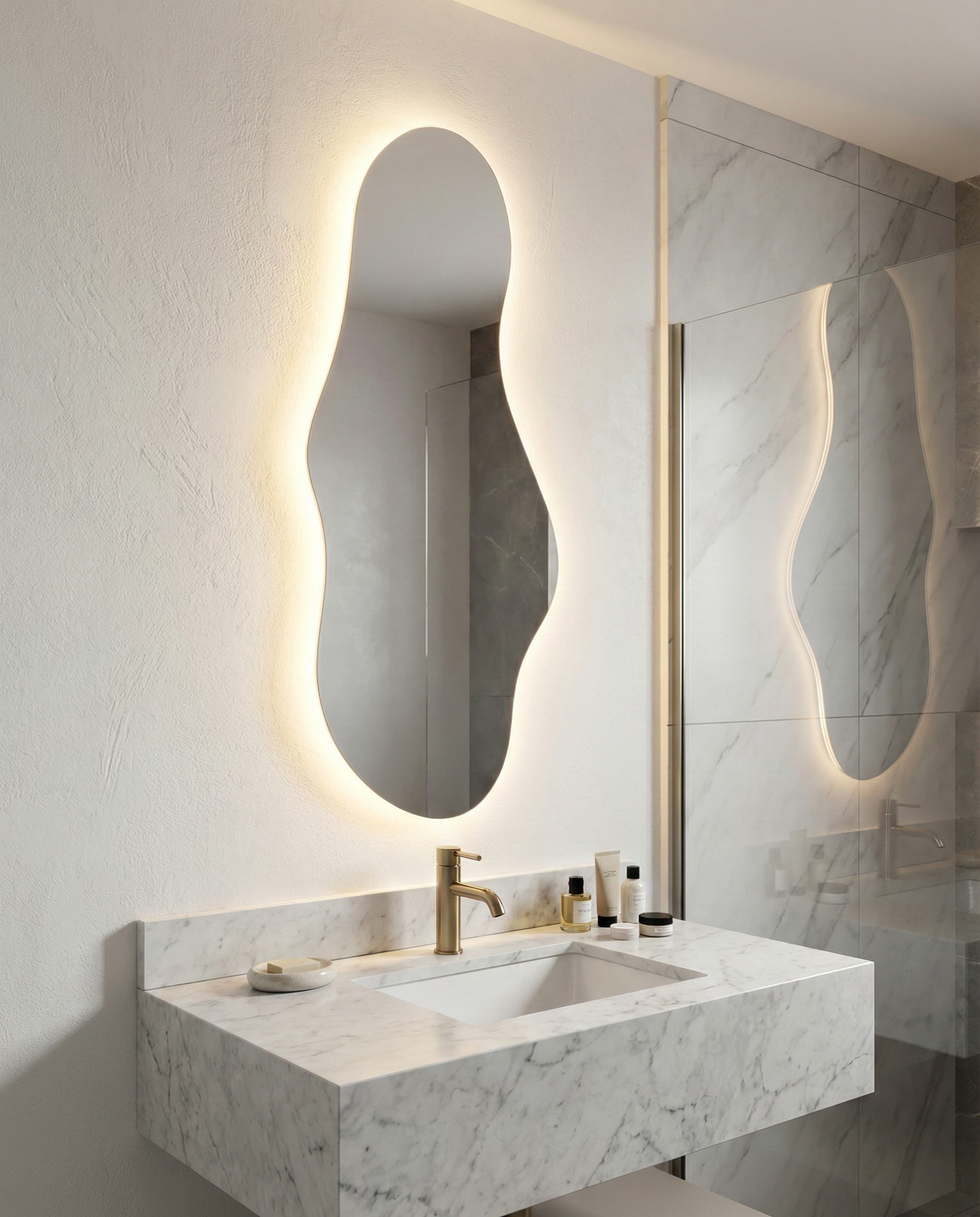 Espejo Aura G 120x52 Espejo LED Irregular con 3 Tonos de Luz