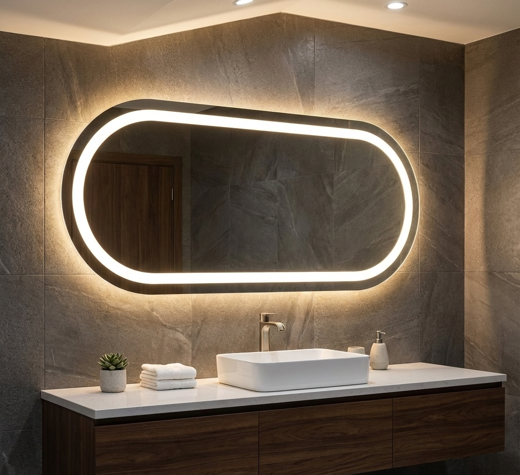 Espejo Eclipse 120x52 Espejo LED Tipo Pildora con 3 Tonos de Luz