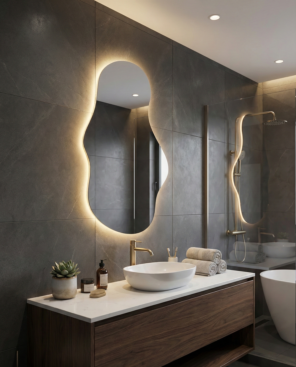 Espejo Aura Ch 90x52 Espejo LED Irregular con 3 Tonos de Luz