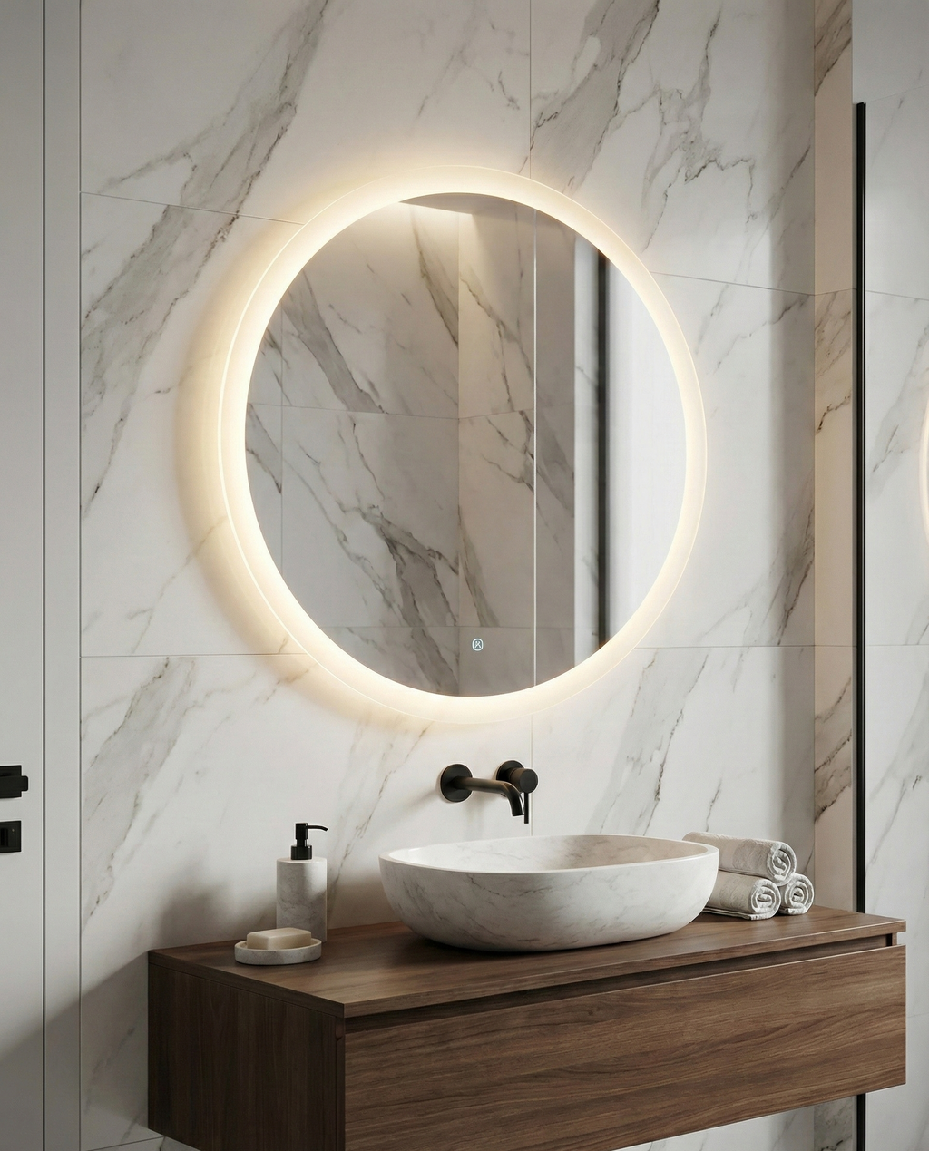 Espejo Polar J 90 Espejo LED Circular con 3 Tonos de Luz