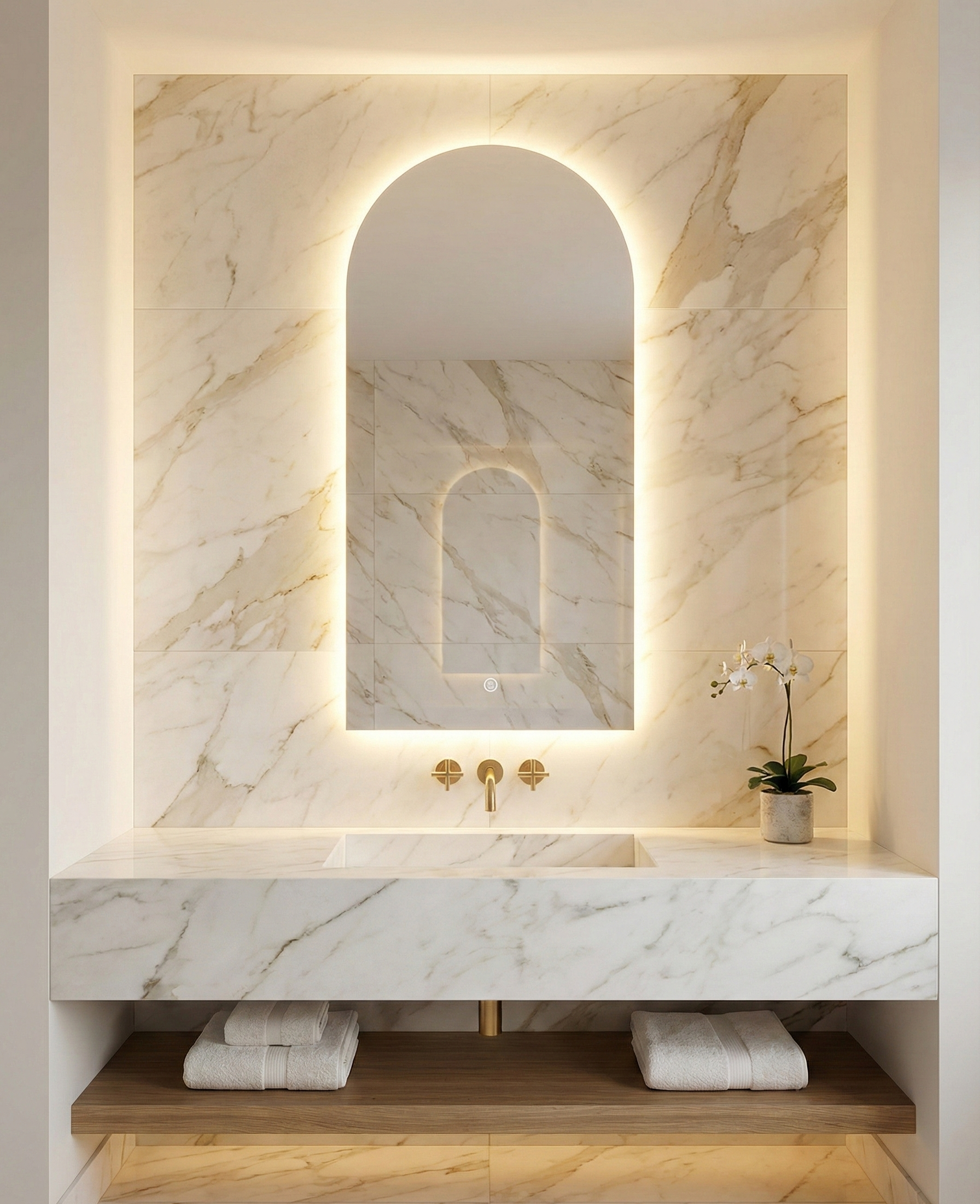 Espejo Jade G 150x70 Espejo LED Tipo Arco con 3 Tonos de Luz