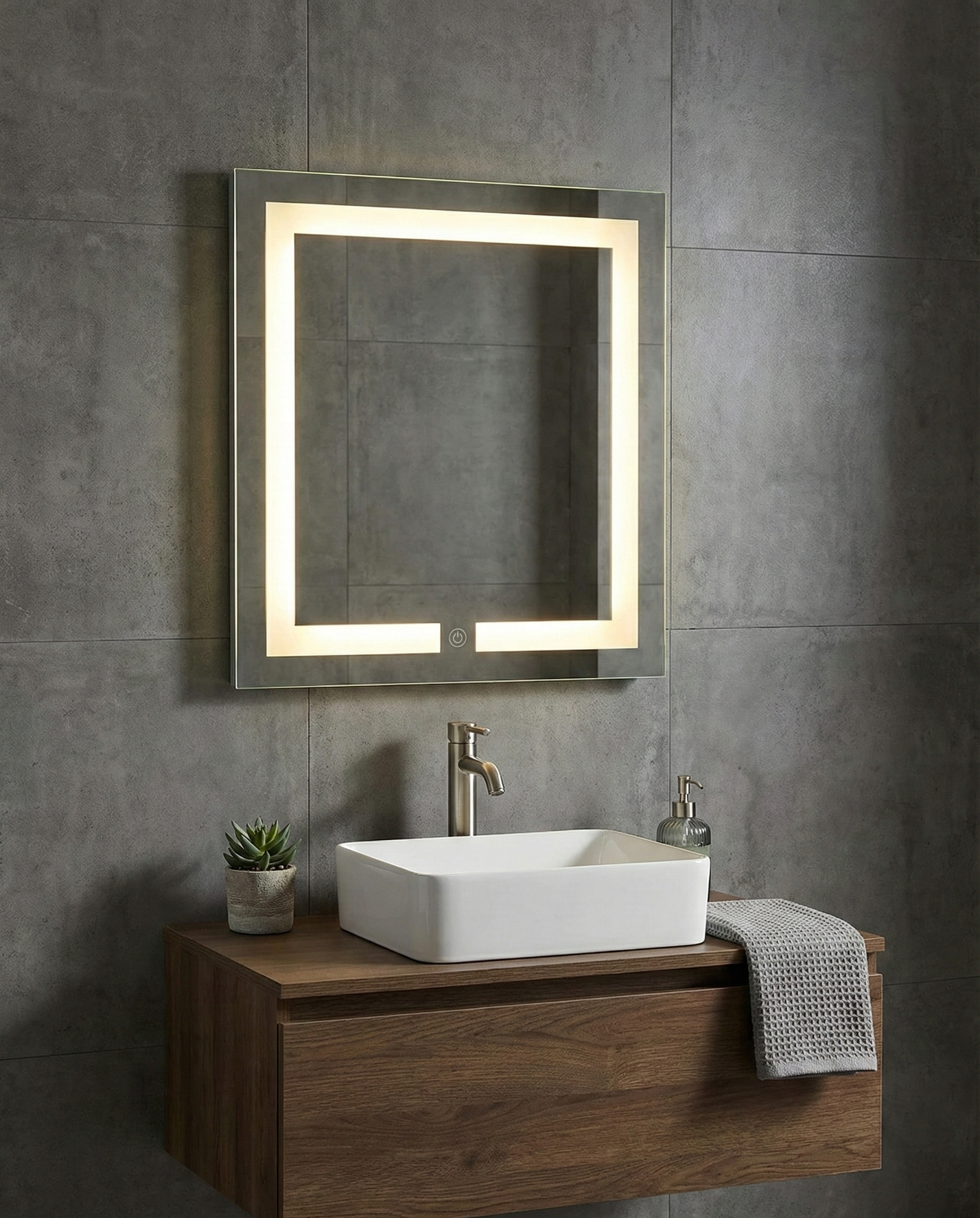 Espejo Liverpool CH 60x52 Espejo LED Rectangular con 3 Tonos de Luz