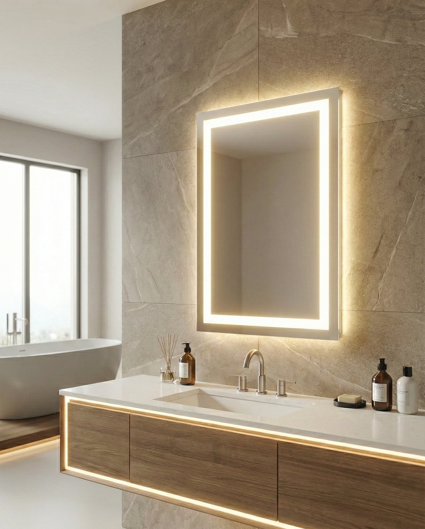 Espejo Liverpool G 78x60 Espejo LED Rectangular con 3 Tonos de Luz